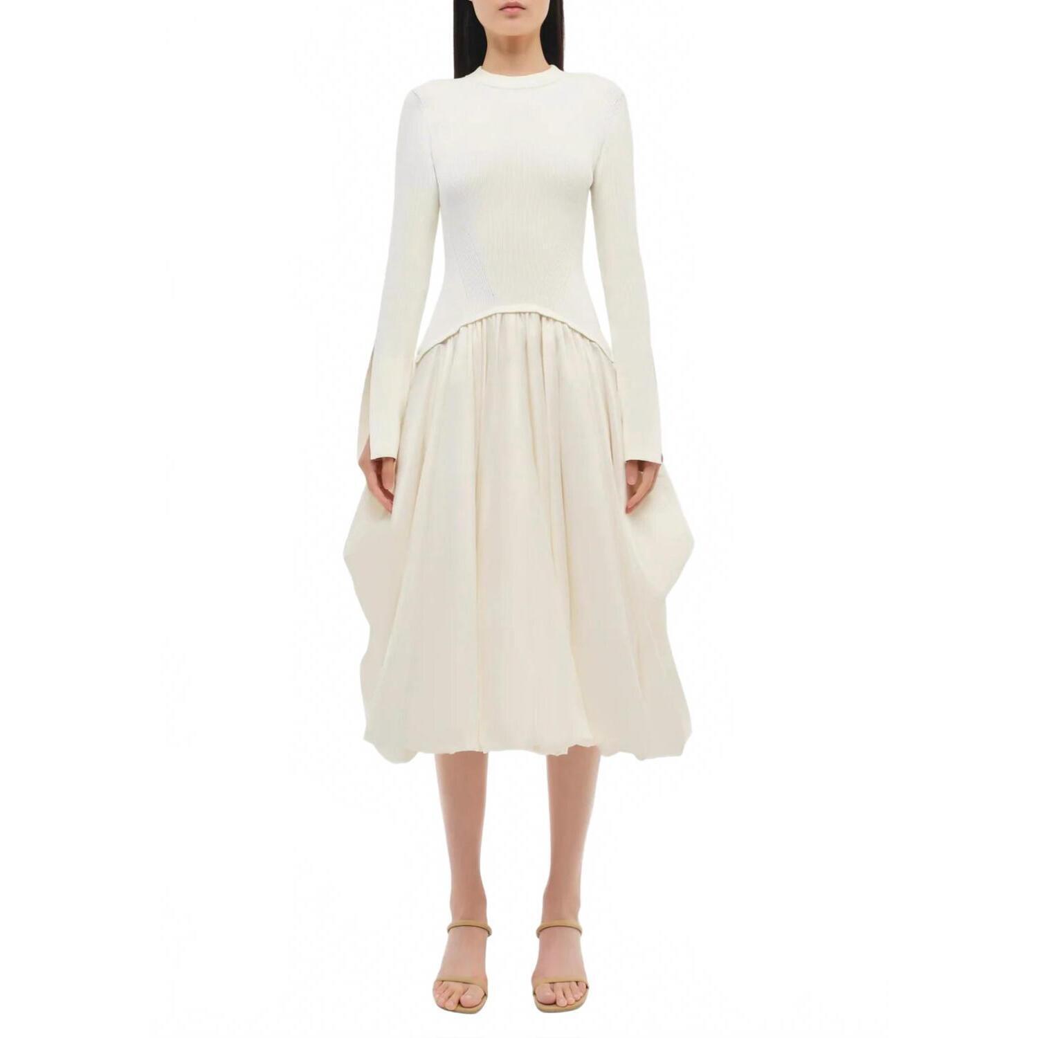 New Simkhai Kenlie Taffeta Knit Midi Dress In Ivory